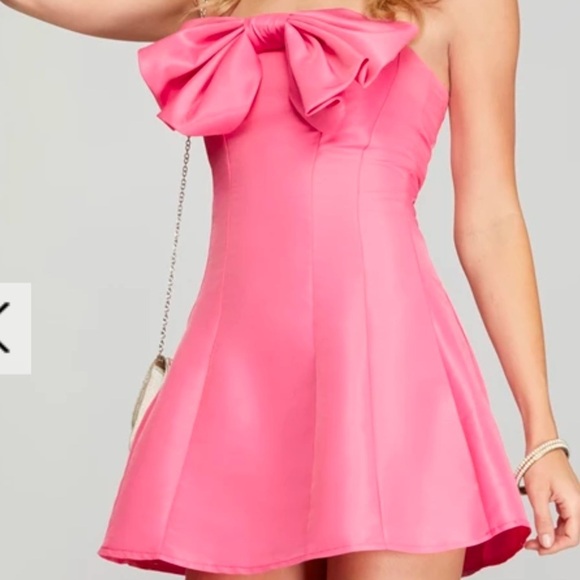 She + Sky STRAPLESS A LINE BOW MINI DRESS - Picture 6 of 9
